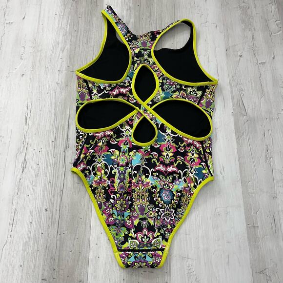 Athleta Paisley Floral Multicolor Reversible Racerback One Piece Swimsuit - Picture 2 of 10